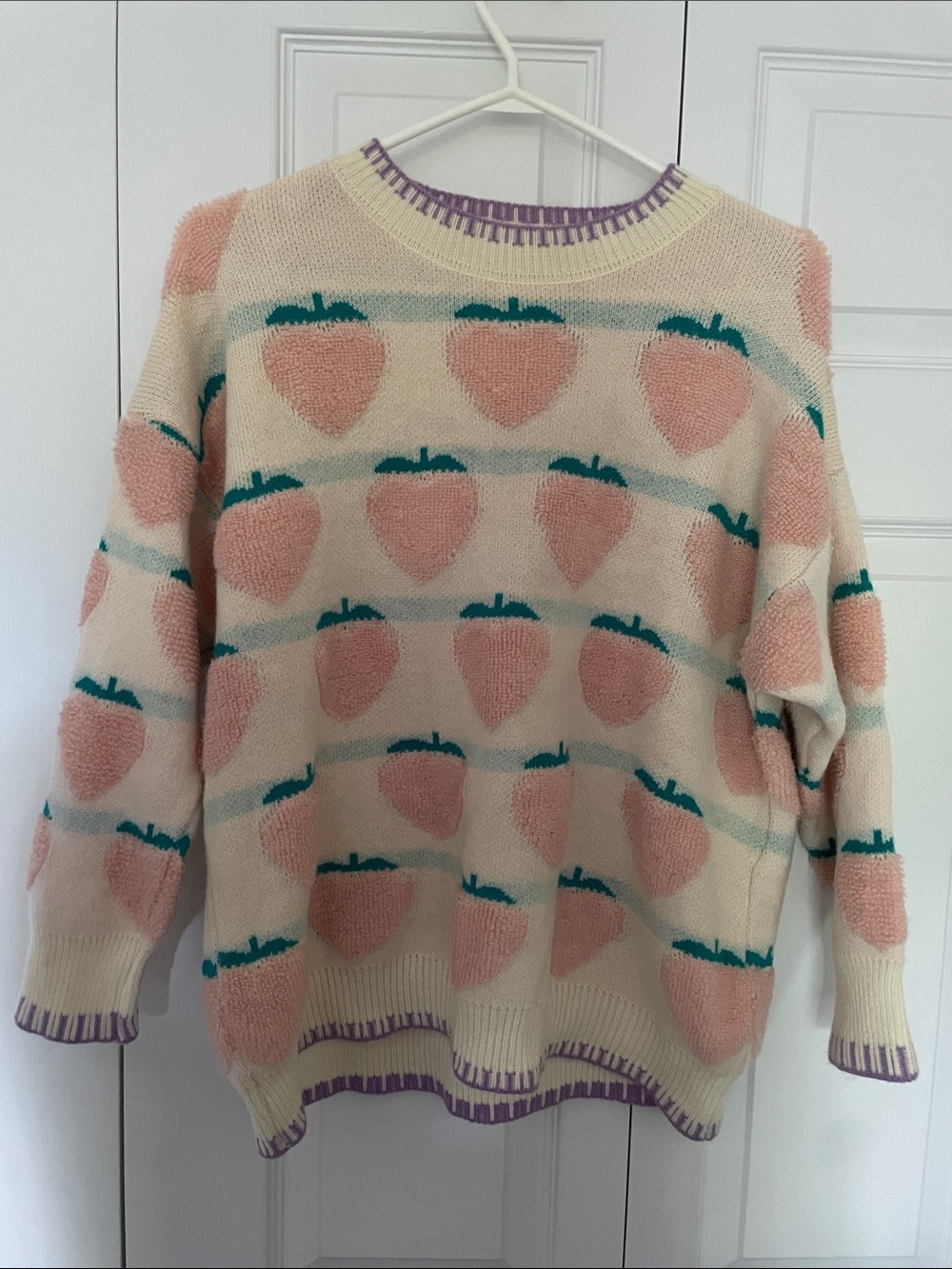 Peach pattern sweater pink and cream